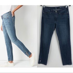 J. JILL Authentic Fit Buttoned-Hem Slim Ankle‎ Jeans Dark Wash